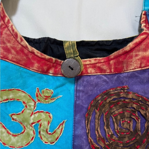 Boho Patchwork Crossbody Bag Peace Ohm Flower Symbols Festival Sling Bag SKU3 - Picture 2 of 12